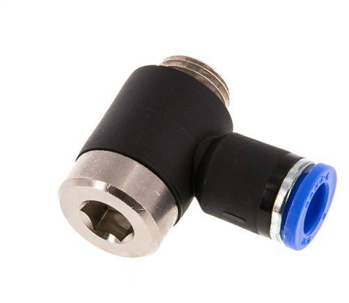 Codo de 8mm x G1/4'' en forma de L con rosca macho latón/PA 66 NBR interior hexagonal giratorio [2 piezas]
