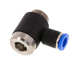 8mm x G3/8'' 90deg Elbow L-shape Push-in Fitting with Male Threads Brass/PA 66 NBR Inner Hexagon Rotatable