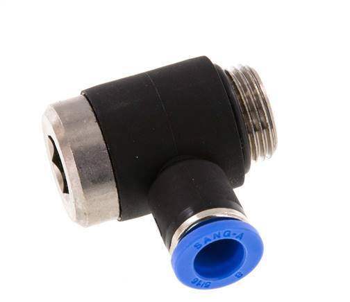 8mm x G3/8'' 90deg Elbow L-shape Push-in Fitting with Male Threads Brass/PA 66 NBR Inner Hexagon Rotatable