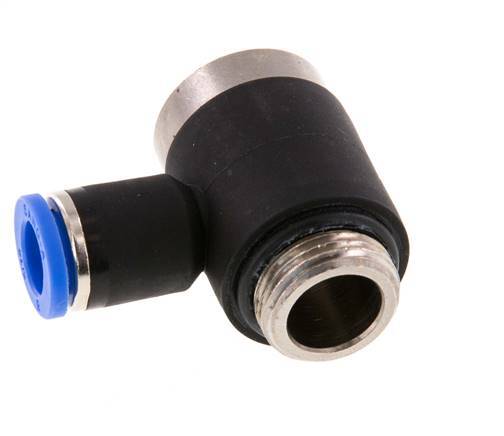 8mm x G3/8'' 90deg Elbow L-shape Push-in Fitting with Male Threads Brass/PA 66 NBR Inner Hexagon Rotatable