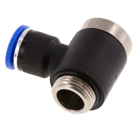 10mm x G3/8'' 90deg Elbow L-shape Push-in Fitting with Male Threads Brass/PA 66 NBR Inner Hexagon Rotatable