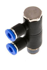 Racor rápido de 2 vías de 4mm x R1/8'' con rosca macho Latón/PA 66 NBR Giratorio