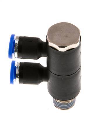 Racor rápido de 2 vías de 4mm x R1/8'' con rosca macho Latón/PA 66 NBR Giratorio