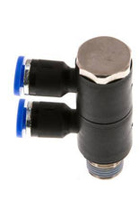 Racor rápido de 2 vías de 4mm x R1/8'' con rosca macho Latón/PA 66 NBR Giratorio