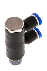 Racor rápido de 2 vías de 4mm x R1/8'' con rosca macho Latón/PA 66 NBR Giratorio