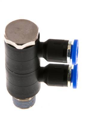 Racor rápido de 2 vías de 4mm x R1/8'' con rosca macho Latón/PA 66 NBR Giratorio