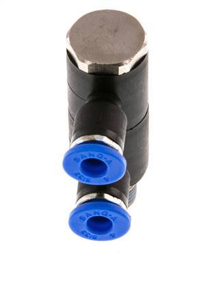 Racor rápido de 2 vías de 4mm x R1/8'' con rosca macho Latón/PA 66 NBR Giratorio