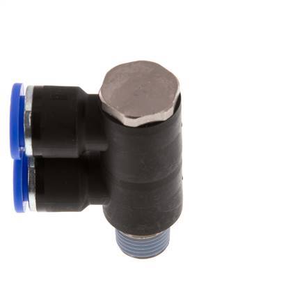 Racor rápido de 2 vías de 10 mm x R1/4'' con rosca macho Latón/PA 66 NBR Giratorio