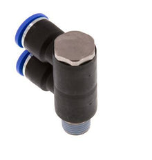 Racor rápido de 2 vías de 10 mm x R1/4'' con rosca macho Latón/PA 66 NBR Giratorio