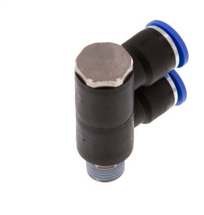 Racor rápido de 2 vías de 10 mm x R1/4'' con rosca macho Latón/PA 66 NBR Giratorio