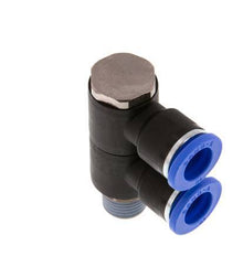 Racor rápido de 2 vías de 10 mm x R1/4'' con rosca macho Latón/PA 66 NBR Giratorio