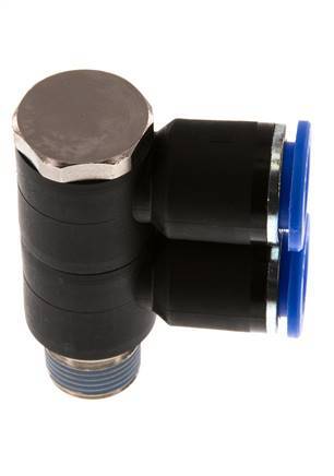 Racor rápido de 2 vías de 12 mm x R3/8'' con rosca macho Latón/PA 66 NBR Giratorio