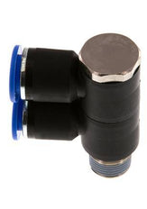 Racor rápido de 2 vías de 12 mm x R3/8'' con rosca macho Latón/PA 66 NBR Giratorio