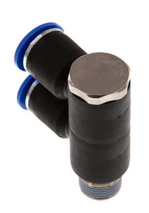 Racor rápido de 2 vías de 12 mm x R3/8'' con rosca macho Latón/PA 66 NBR Giratorio