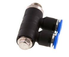 6mm x G1/8'' 2-way Manifold Push-in Fitting with Male Threads Brass/PA 66 NBR Rotatable