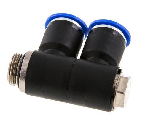 Racor rápido de 2 vías con rosca macho 12mm x G3/8'' Latón/PA 66 NBR Giratorio