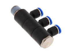 Racor rápido de 3 vías de 6 mm x R1/4'' con rosca macho Latón/PA 66 NBR Giratorio