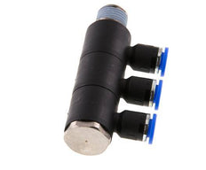 Racor rápido de 3 vías de 6 mm x R1/4'' con rosca macho Latón/PA 66 NBR Giratorio