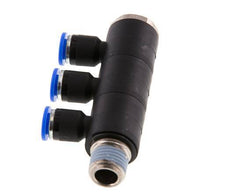 Racor rápido de 3 vías de 6 mm x R1/4'' con rosca macho Latón/PA 66 NBR Giratorio