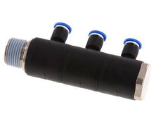 4mm x R3/8'' 3-way Manifold Push-in Fitting with Male Threads Brass/PA 66 NBR Rotatable
