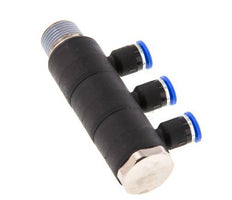 6mm x R3/8'' 3-way Manifold Push-in Fitting with Male Threads Brass/PA 66 NBR Rotatable