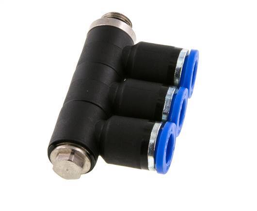 Racor rápido de 3 vías de 8 mm x G1/8'' con rosca macho Latón/PA 66 NBR Giratorio