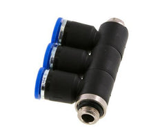 Racor rápido de 3 vías de 8 mm x G1/8'' con rosca macho Latón/PA 66 NBR Giratorio