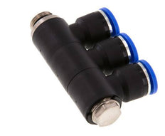 10mm x G1/4'' 3-way Manifold Push-in Fitting with Male Threads Brass/PA 66 NBR Rotatable