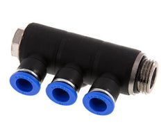 Racor rápido de 3 vías de 10 mm x G1/2'' con rosca macho Latón/PA 66 NBR Giratorio