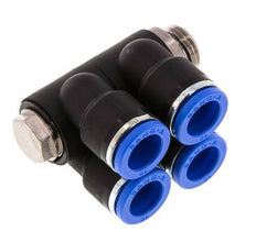 Racor rápido de 4 vías de 10 mm x G1/4'' con rosca macho Latón/PA 66 NBR Giratorio