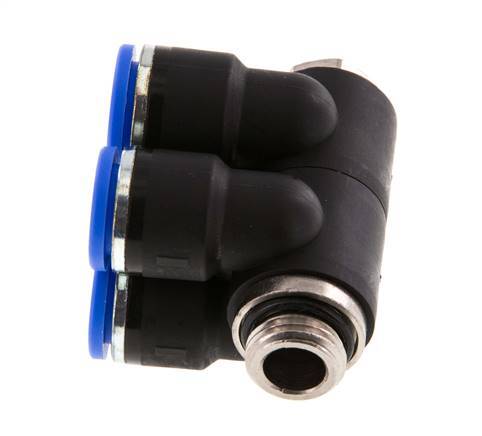 Racor rápido de 4 vías de 10 mm x G1/4'' con rosca macho Latón/PA 66 NBR Giratorio