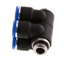 Racor rápido de 4 vías de 10 mm x G1/4'' con rosca macho Latón/PA 66 NBR Giratorio