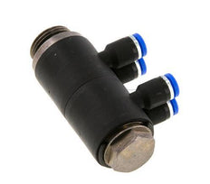 4mm x G3/8'' 4-way Manifold Push-in Fitting with Male Threads Brass/PA 66 NBR Rotatable