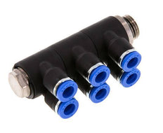 Racor de 6mm x G1/4'' de 6 vías con rosca macho Latón/PA 66 NBR Giratorio