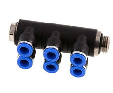 Racor de 6mm x G1/4'' de 6 vías con rosca macho Latón/PA 66 NBR Giratorio