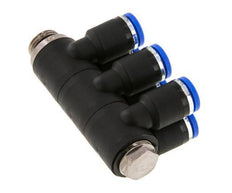 Racor rápido de 6 vías de 8 mm x G1/4'' con rosca macho Latón/PA 66 NBR Giratorio