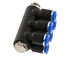 Racor rápido de 6 vías de 8 mm x G1/4'' con rosca macho Latón/PA 66 NBR Giratorio