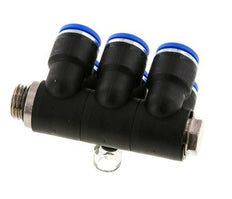 Racor rápido de 6 vías 10mm x G1/4'' con rosca macho Latón/PA 66 NBR Giratorio