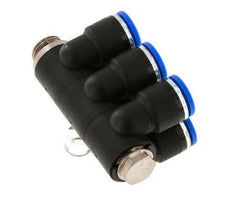 Racor rápido de 6 vías 10mm x G1/4'' con rosca macho Latón/PA 66 NBR Giratorio