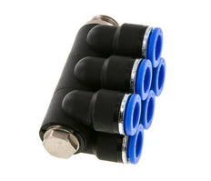 Racor rápido de 6 vías 10mm x G1/4'' con rosca macho Latón/PA 66 NBR Giratorio