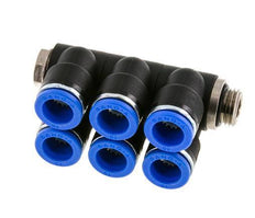 Racor rápido de 6 vías 10mm x G1/4'' con rosca macho Latón/PA 66 NBR Giratorio