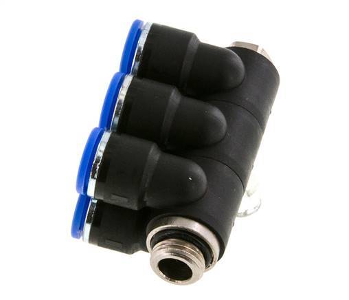 Racor rápido de 6 vías 10mm x G1/4'' con rosca macho Latón/PA 66 NBR Giratorio