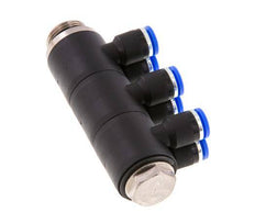 6mm x G3/8'' 6-way Manifold Push-in Fitting with Male Threads Brass/PA 66 NBR Rotatable