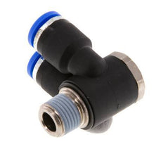6mm x R1/8'' Double 90deg Elbow Push-in Fitting with Male Threads Brass/PA 66 NBR Rotatable [2 Pieces]