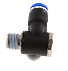 6mm x R1/8'' Double 90deg Elbow Push-in Fitting with Male Threads Brass/PA 66 NBR Rotatable [2 Pieces]