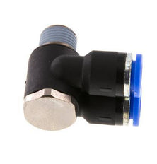 6mm x R1/8'' Double 90deg Elbow Push-in Fitting with Male Threads Brass/PA 66 NBR Rotatable [2 Pieces]