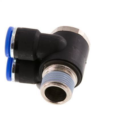 10mm x R3/8'' Double 90deg Elbow Push-in Fitting with Male Threads Brass/PA 66 NBR Rotatable