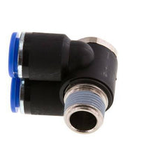 12mm x R3/8'' Double 90deg Elbow Push-in Fitting with Male Threads Brass/PA 66 NBR Rotatable