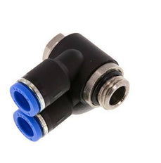 8mm x G1/4'' Double 90deg Elbow Push-in Fitting with Male Threads Brass/PA 66 NBR Rotatable