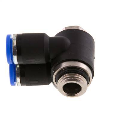 8mm x G1/4'' Double 90deg Elbow Push-in Fitting with Male Threads Brass/PA 66 NBR Rotatable
